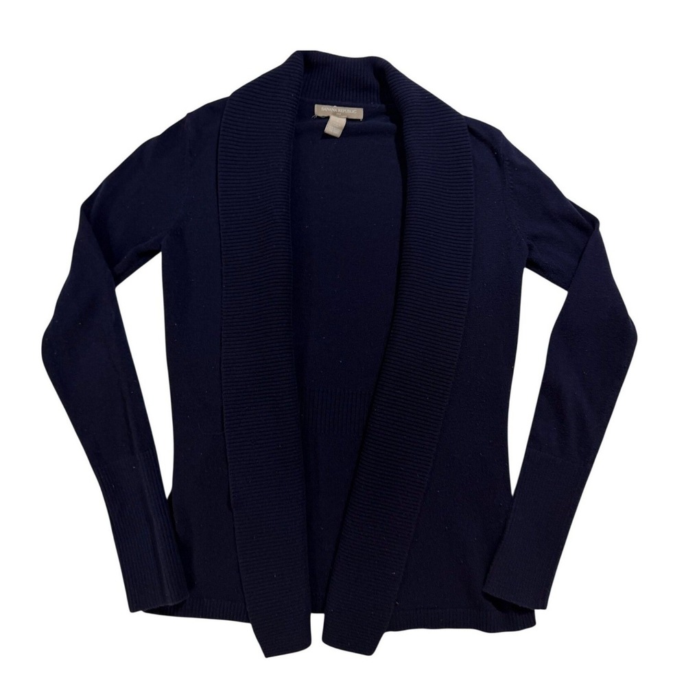 Banana Republic Petite Small Navy Shawl Collar Open Front Cardigan